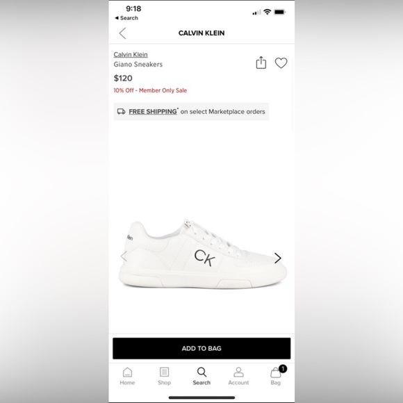 White Calvin Klein Sneakers - never worn, with box (size: men 8.5) - Picture 2 of 3